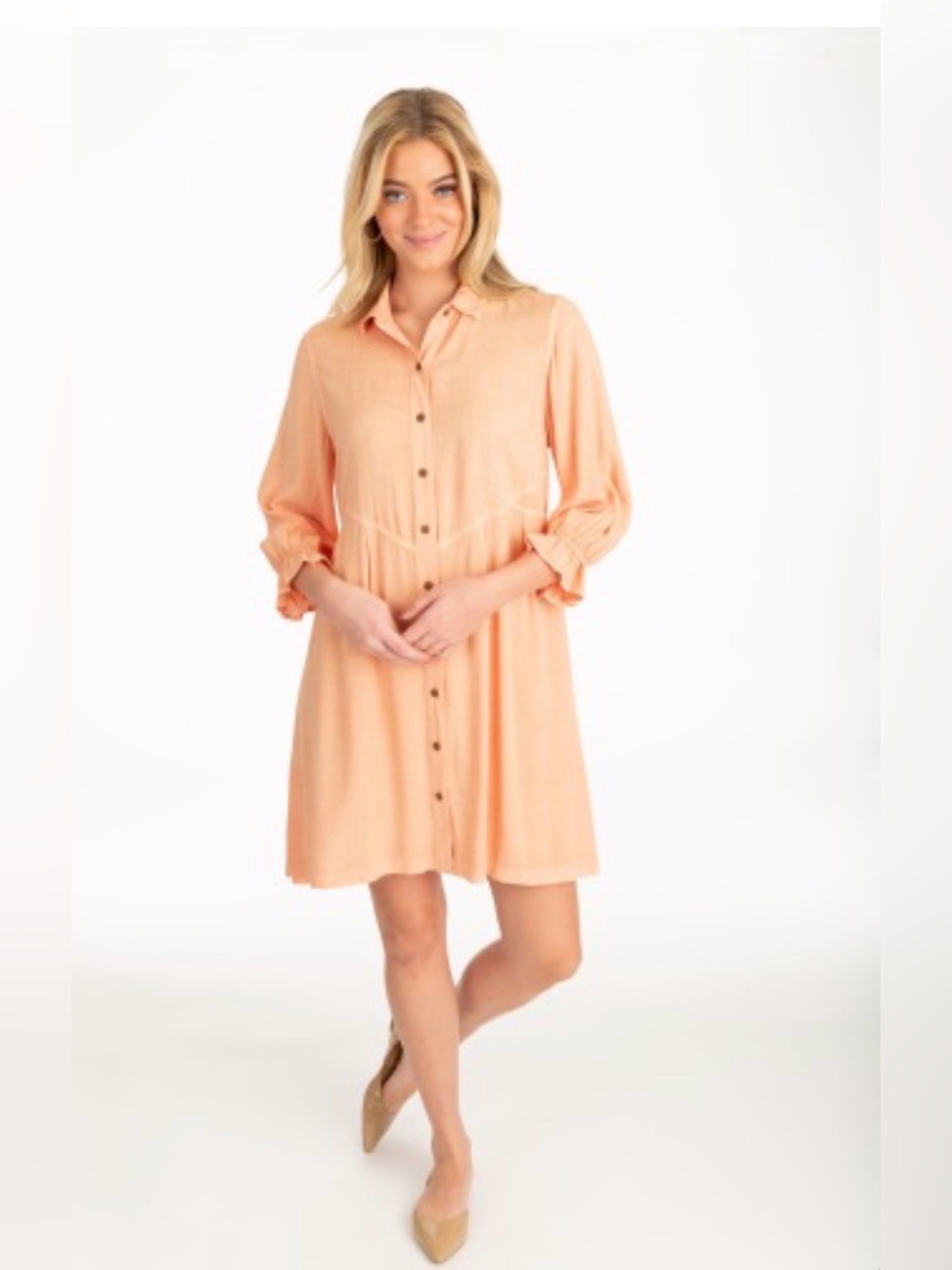 Given Kale Long Sleeve Button Front Midi Dress Boho